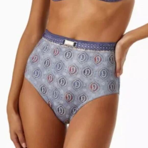 NWT$225 ZIMMERMANN Vitali High-Waist Halter Bikini Paisley Bottom Brief 2 (6-8) - Picture 7 of 16